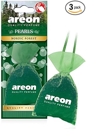 AREON Pearls I Car & Home Hanging Air Freshener I Quality Perfume I Nordic Forest (Pack of 3)
