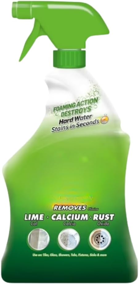 Foaming Action Hard Water Stain Remover, Removes Lime Calcium Rust, Spray Bottle, 32oz