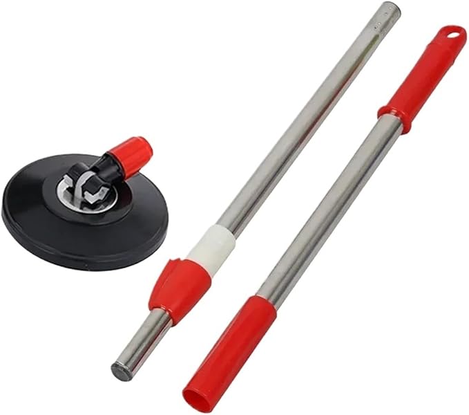 Spin Mop Pole Handle Replacement for Floor 360 Degrees Rotating Floor Mop Pole No Foot Pedal Version Handle Cleaning Tool Kit(Red)