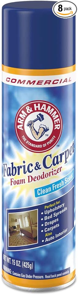 Arm & Hammer Fabric and Carpet Foam Deodorizer, Fresh Scent, 15 Oz, Pack of 8