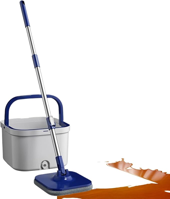 Spin Mop and Bucket Set, Microfiber Spin Mop and Bucket, 2 Replacement Pads | Rotating Separate Dirty Water for Living Room Kitchen Bedroom Dining Room Apartment Basement Wood Tile