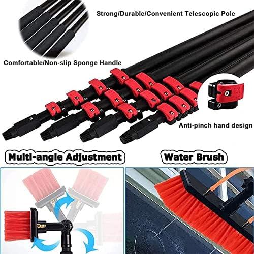 Telescopic Glass Cleaning Brush,Solar Panel Cleaning Tool Equipment, Window Cleaning Pole Photovoltaic Water Fed Telescopic Brush Extendable Cleaner Conservatory Roof,55cmbrush,12FT/3.6M