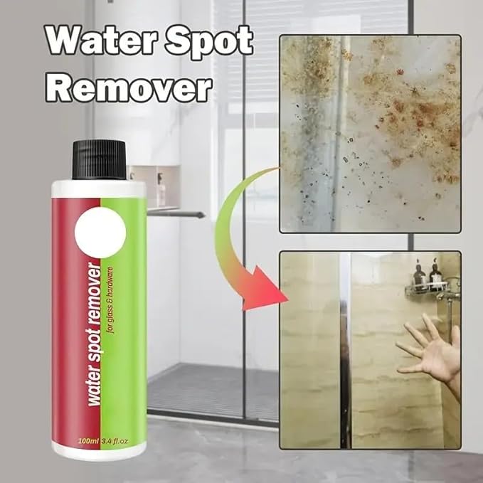 Hard Water Stain Remover Spray, Heavy Duty Bathroom Cleaner for Shower Glass, Tiles and Chrome, Powerful Foam Descaler Eliminates Limescale & Soap Scum Safe for Mirrors and Stainless Steel