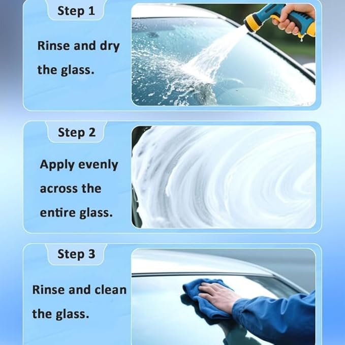 Car Glas Guard, Glass Guard Windshield Cleaner, Car Window Oil Film Remover, Handheld Glas Emulsion Coating Cleaning Brush, Improve Clarity and Visibility with Refill Liquid (2pcs)