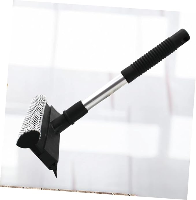 Double-Sided Window Glass Brush Cleaner Wiper Tool for Home Kitchen - Grip for Sliding Doors Mirrors and Vehicle Black
