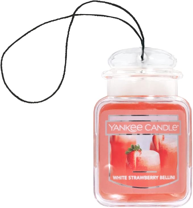 Yankee Candle Gel Car Jar Ultimate Hanging Odor Neutralizing Air Freshener White Strawberry Bellini