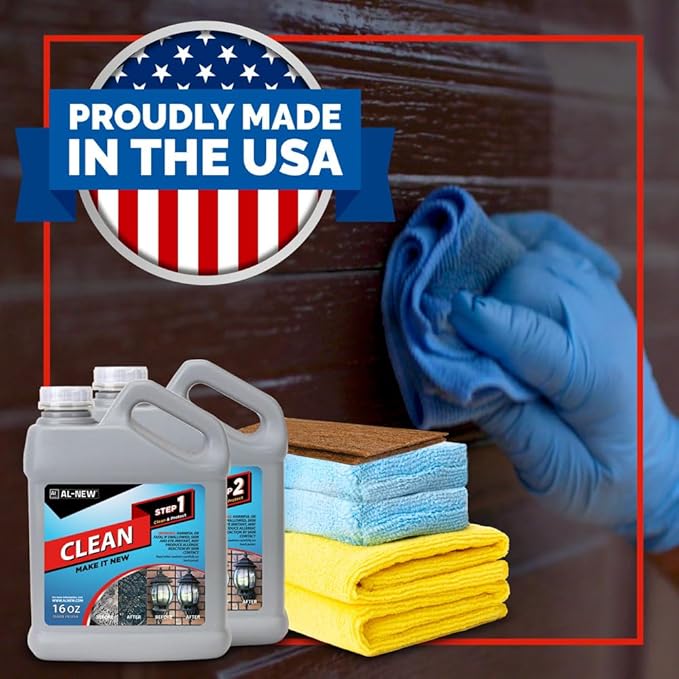 AL-NEW 2 Step Clean & Protect Kit | Clean, Restore, & Protect Your Outdoor Patio Furniture, Garage Doors, Exterior Lights, Window Frames, and More (16 Ounce Kit)
