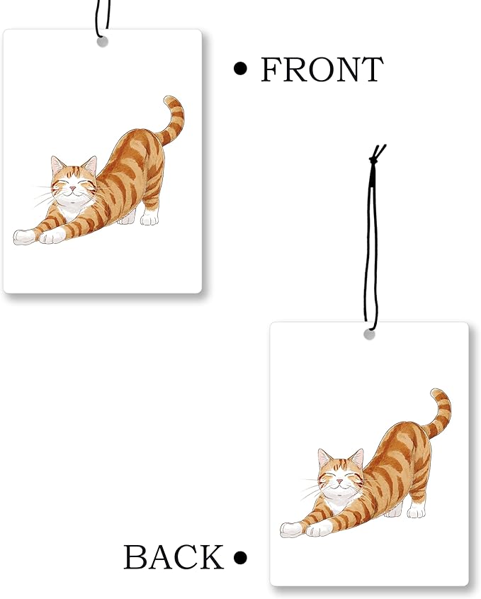 Funny Orange Tabby Cat Car Air Freshener 4 Pcs, Cute Orange Kitten Hanging Scents Air Freshener for Women Girls Gifts, Cat Lover Gifts Scented Car Accessories Decor for Room Closet Drawer