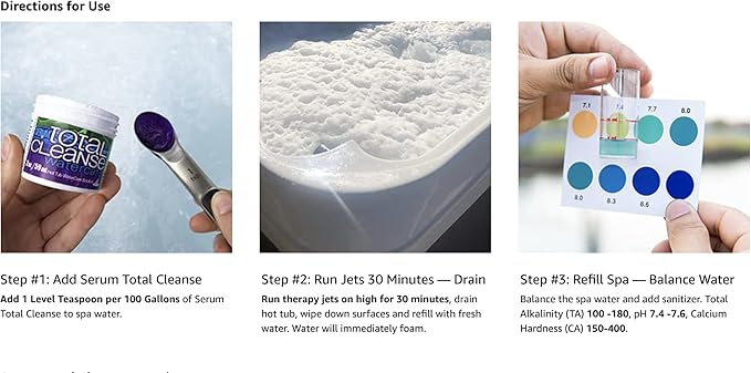 Hot Tub Serum Total Cleanse Gel, Hot Tub Cleaner, Purge & Flush, Works with Both Indoor & Outdoor Hot Tub & Spas, Clean Pipes & Jets Gunk Build Up, Purges 400 Gallon Water Tub 4 Times (2 oz)