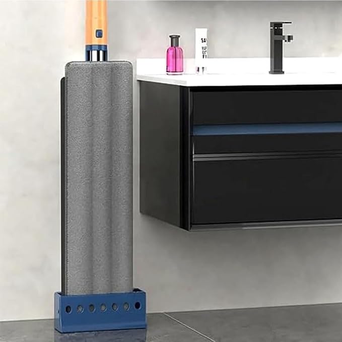 Large Flat Mop, 2023 New Large Flat Mop, Large Surface Flat Mop, Wall Cleaning with Long Handle, Reusable Portable Wet & Dry Lazy 12027(Blue Mop+2pcs Rag)