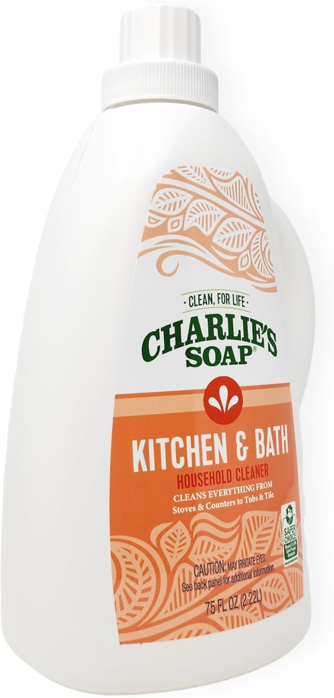 Charlie's Soap Kitchen & Bath Surface Cleaner Refill (75 fl oz) Eco-Friendly Spray & Wipe Multi-Purpose Cleaner Safe for Sensitive Skin (1 Pack)