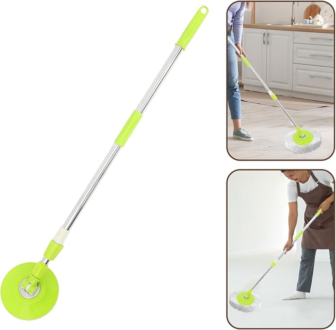 Rotating Stainless Steel Mop Handle Replacement Compatible with Spin Mop Detachable Extendable Pole for Hardwood Tile and Vinyl Floor Cleaning Heavy Duty Accessory