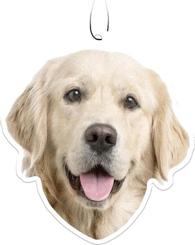 Spoontiques Golden Retriever Air Freshener (3pk) - Dog Themed Car Interior Accessories & Essentials - Hanging Deodorizer, Long-Lasting Fragrance (New Car Scent)
