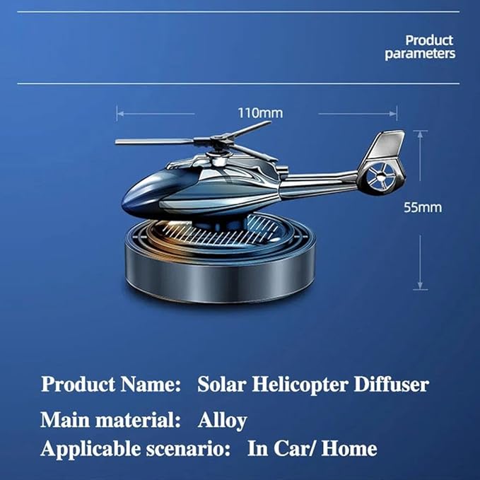 Solar Car Air Freshener, Helicopter Solar Energy Rotating Aromatherapy Aroma Diffuser Long Lasting Fragrance Perfume Car Accessories Cars Interior Decoration Ornament (Silver/Red/Black)