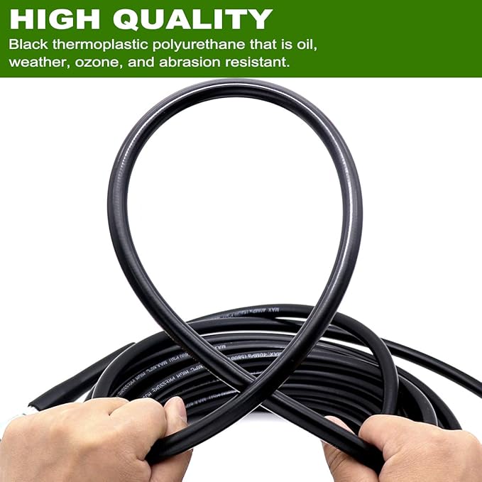 Sewer Jetter Kit 50FT for Pressure Washer, 5800PSI Drain Cleaner Hose 1/4 Inch NPT, Corner, Rotating & Button Nose Sewer Jetting Nozzle with Spanner Waterproof Tape Pearl Corsage Pin