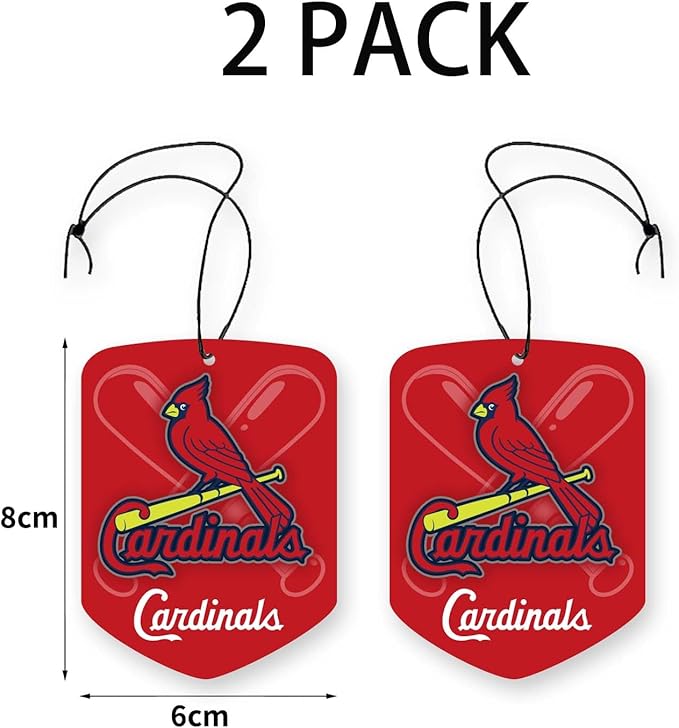 2 Pack MLB Car Air Freshener - Licensed Hanging Scented Air Freshener, Red Shield with Cardinals, Sports Fan Auto Fragrance for Car, Truck & Home