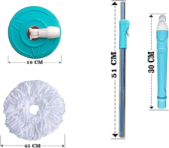 Spin Mop with Microfiber Head, Adjustable Handle, Green and White Spin Mop Replacement Head with Telescopic Handle Home and Kitchen