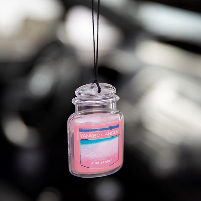 Yankee Candle Hanging Car Jar Ultimate 3-Pack Air Fresheners Neutralizes Odors Up to 30 Days Includes: Beach Walk Pink Sands and Sun and Sand (Pack of 3)