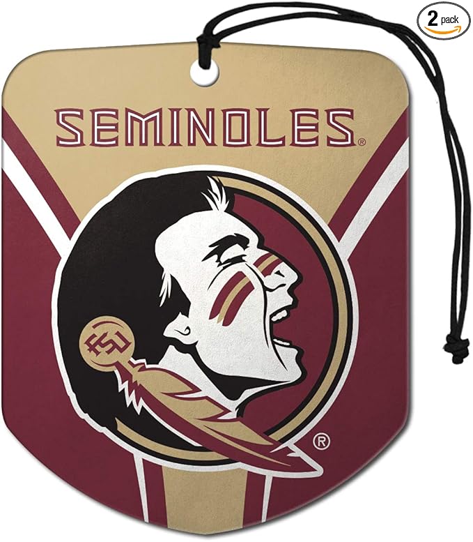 FANMATS Florida State University Air Freshener 2-pk 2.75” x 3.5” -"Seminole Logo & Wormark2