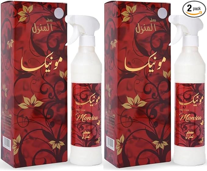 Monica House Freshener 500ML (Pack of 2) – Long Lasting Air Freshener Spray for Home, Office & Car | Premium Room & Fabric Fragrance Mist | Arabic Scent