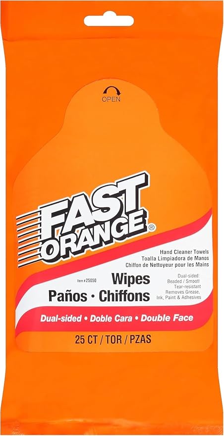 Permatex 1 Pack 25052 Fast Orange Hand Cleaner Wipe, 12 Count