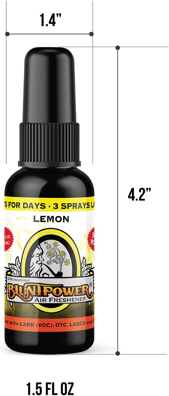 BluntPower Concentrated Air Freshener (Lemon, 1 Pack) for Room and Car - Oil-Based Diffuser Spray Bottle - Long-Lasting Bathroom, Car Freshener, & Odor Eliminator