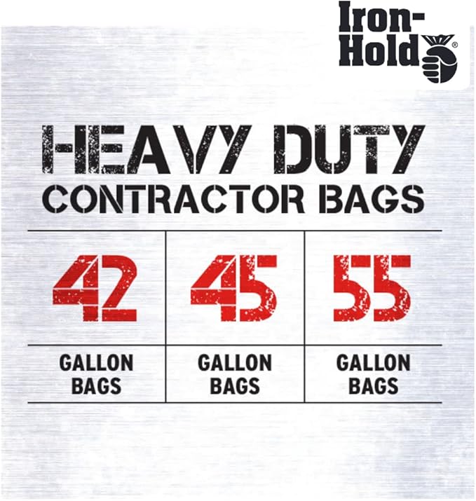 Contractor Trash Bags - 55 Gallon, 15 Bags, Wing Tie Closure, 3 MIL Thick, Gusseted Bottom, Black - Heavy Duty Industrial Strength Garbage Bags