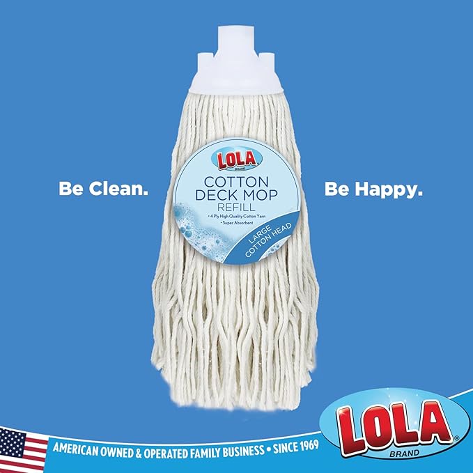 LOLA Refill for Cotton Floor Wet String Mop, Absorbs up to 3X its Weight in Water, Heavy Duty, Durable & Super Absorbent for Floor Cleaning