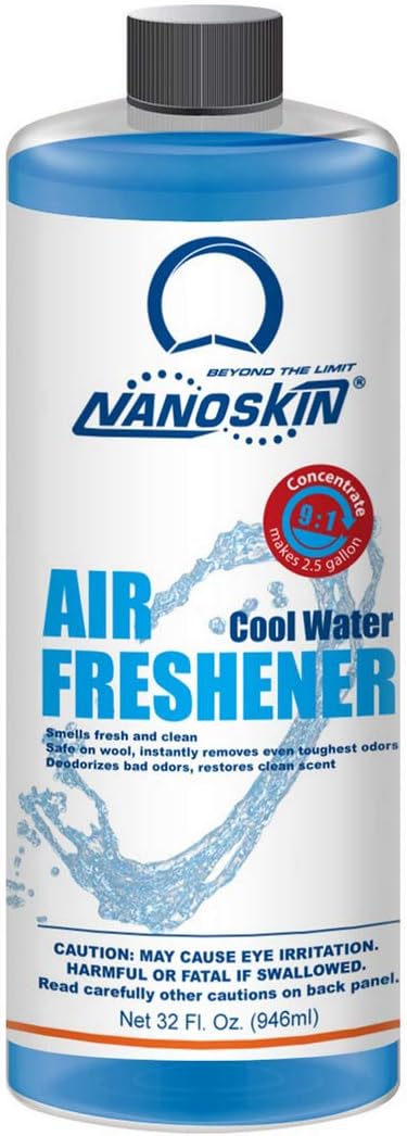 Nanoskin Concentrated Air Freshener – COOL WATER - Emits Fragrant Scent with Odor Eliminator into The Air to Freshen Interior | Adjustable Dilution up to 9:1 | For Automotive, Home, Office & More