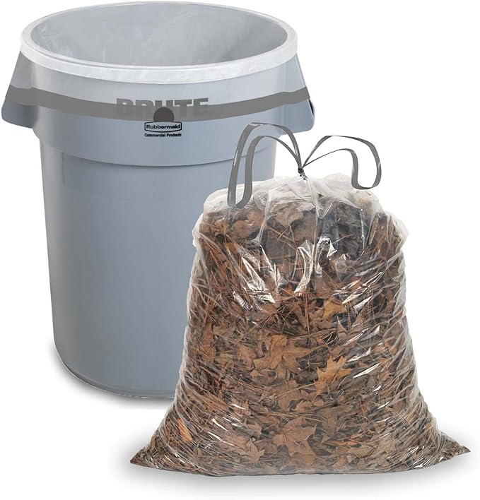 Ultrasac 39 Gallon 1.0 MIL Clear Drawstring Trash Bags - 33" x 40" - For Lawn & Leaf,(Pack of 140)