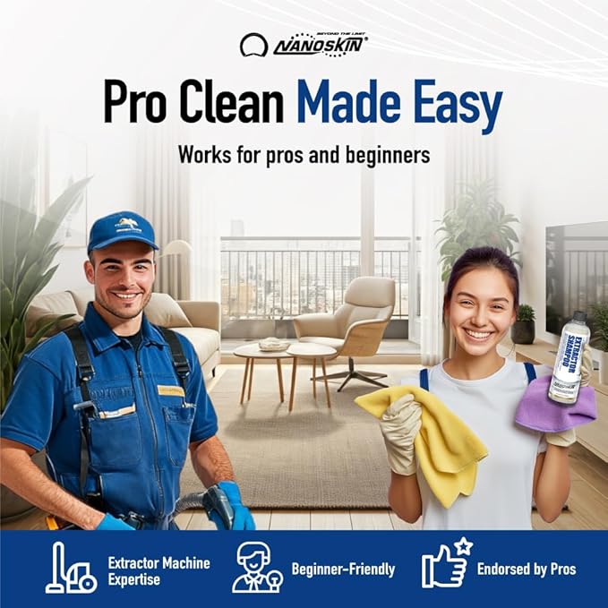 Nanoskin EXTRACTOR SHAMPOO Low Foaming Carpet Cleaner 16 Oz. - Machine Use Upholstery Cleaner, Stain Remover & Odor Eliminator on Rug Car Upholstery Carpets | For Automotive, Home, Office & More