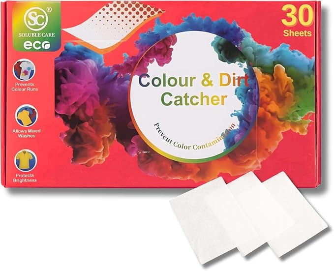 Color Catcher Laundry Sheets | Protects Colors & Prevents Dye Transfer. Keeps Whites Bright & Colors Vibrant in Every Load (Works in All Washers & Temperatures), 30 Sheets