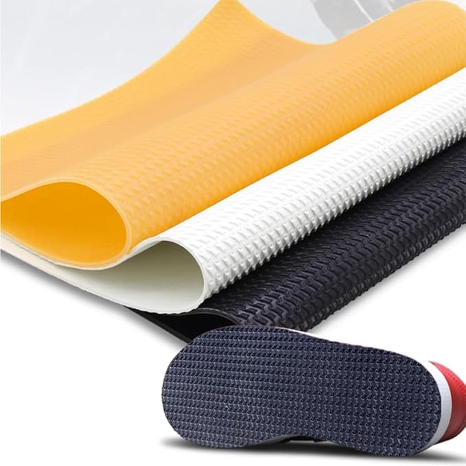 Shoe Sole Repair Rubber Sole Sheet, 2.5MM Thick Shoe Sole Replacement Heel Repair Pad Non-Slip Rubber Soling Sheet for Bottom of Shoes (L(375mmx565mm), White)