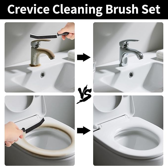 11Pcs Crevice Cleaning Brush, CTEWRT Multifunctional Hard Gap Cleaning Brush Kits, Cleaning Tools for Household Use,Window Tracks,Kitchen,Bathroom,Faucets, and Toilets