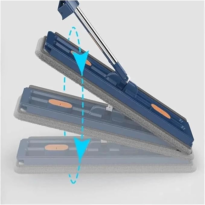Squeeze Large Flat Flat Rotating Spin Mop for Wash Floor House Home Cleaning(Blue mop 4rag)