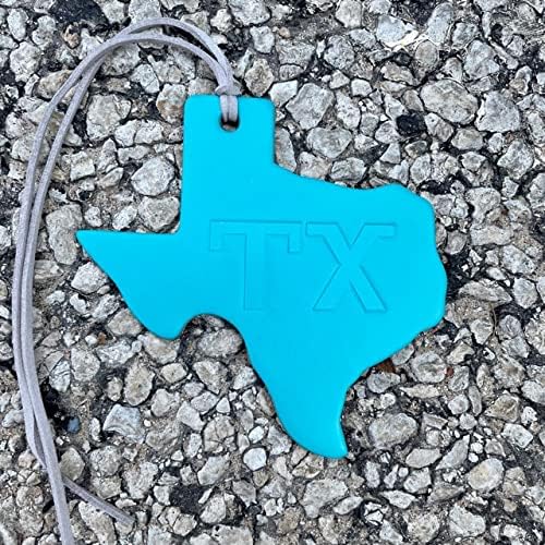 Air Flair | Leather Car Air Freshener | TX Shape TX Brand (5) Coconut Lime Scent, Turquoise)