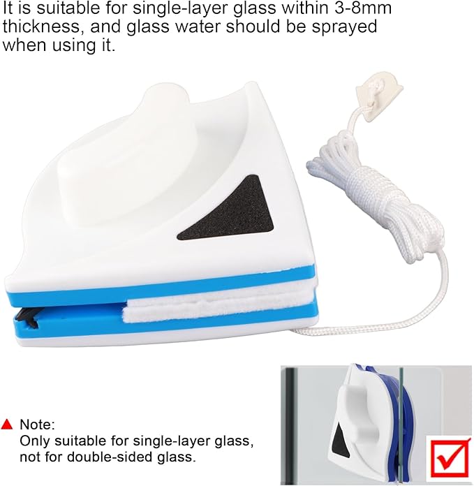 Plastic Double Sided Home Magnet Window Cleaner Tool, Practical Magnetic Glass Cleaner Tool for 3-8mm Single Glazed Window