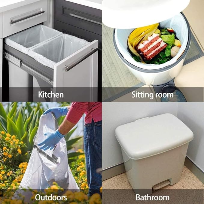 120 Counts 2.6 Gallon Small Drawstring Trash Bags Garbage Bags by RayPard, Small Strong Plastic Bags fit 7.5-10 Liter Trash Can for Home Office Kitchen Bathroom Bedroom, White Waste Basket Liners