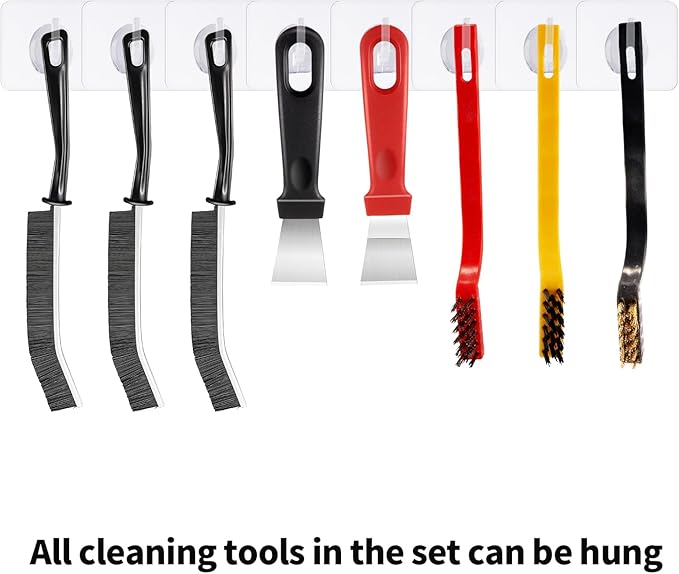 8Pcs Hard Bristle Crevice Cleaning Brush Set,Heavy Duty Grout Brush Kit, Deep Clean Brush for Stove, Window Track, Tile Gap Cleaning, Car Interior Gap Cleaning Tools