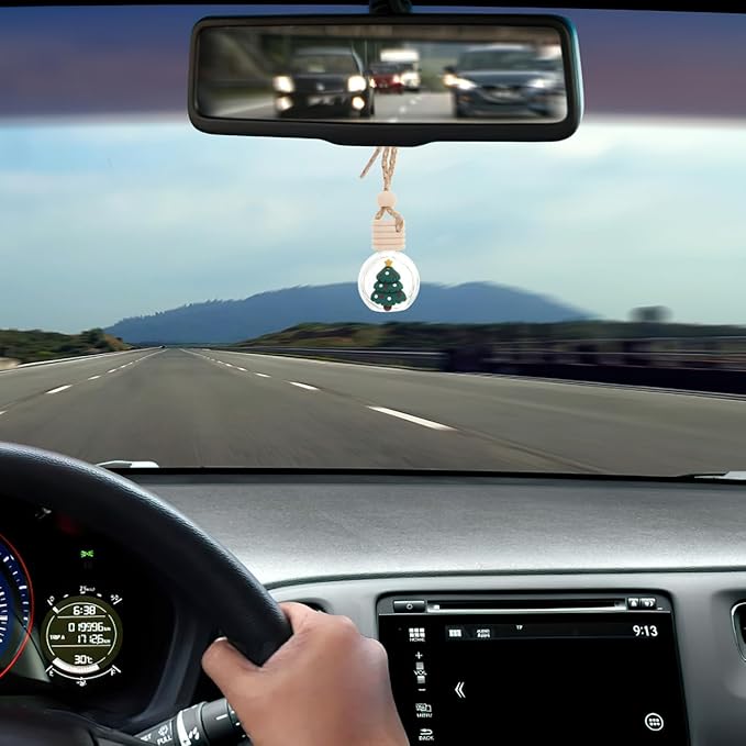 Mobestech 16 Pcs Car Aromatherapy Pendant Car Air Freshener Christmas Accessories Diffuser Bottles Air Freshener Diffuser Hanging Ornament Essential Oil er Wooden