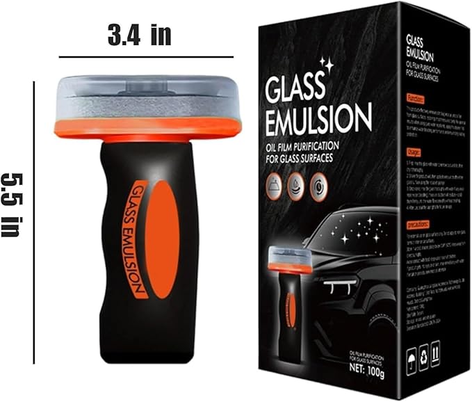 Car Glass Oil Film Remover & Cleaner Kit with Brush for Windshield, Windows and Headlights Cleaning