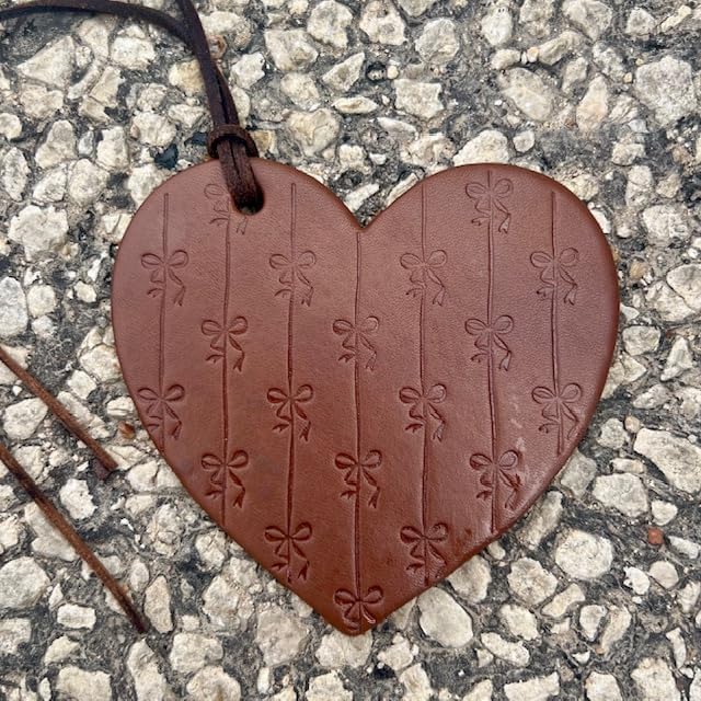 Air Flair | Leather Car Air Freshener | Heart Bows (Warm Vanilla Leather Scent)
