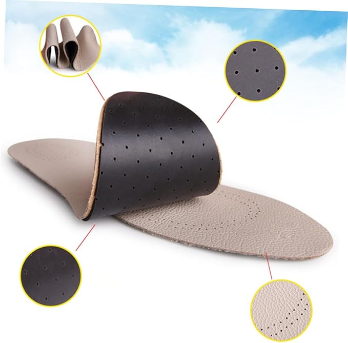 1pair Breathable Leather Insoles Shock-Absorbing Comfortable Shoe Pads for Sports and Daily Wear - and