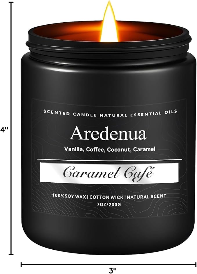 Caramel Coffee Candle | Soy Scented Candles for Home & Office, 50H Clean Burn, Non-Toxic Soy Wax with Cotton Wick – Aromatherapy Candle for Men & Women, Cozy Coffee & Caramel Scent