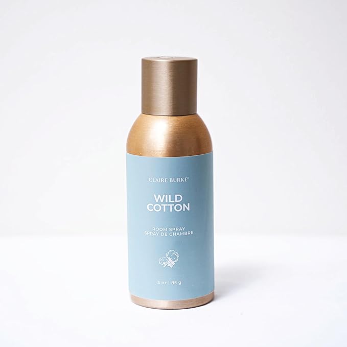 Claire Burke Wild Cotton Scent Room Spray, 3 oz - Fresh Home Fragrance & Air Freshener, Natural Scent Home Fragrance, Long Lasting Natural Air Freshener