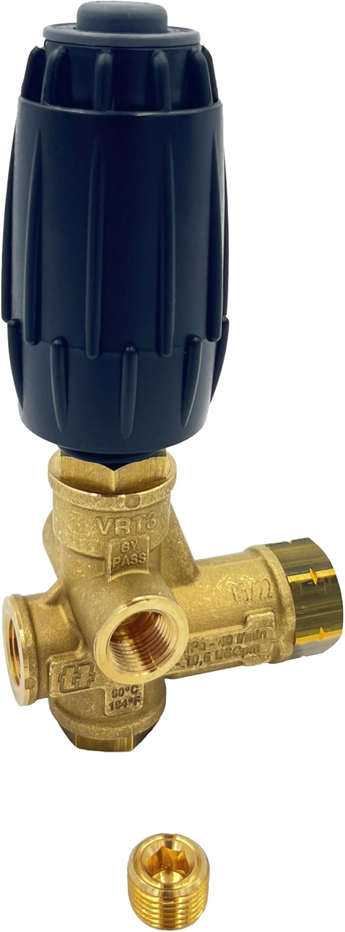 Annovi Reverberi VRT3-310EZ Unloader, Black Spring, 4500 PSI, 10.5 GPM, Adjustment Knob, EZ Start, Brass
