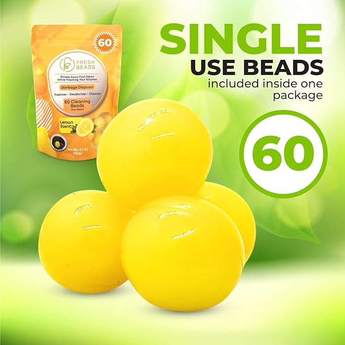 Allinall 60-Count Sink Garbage Disposal and Drain Cleaner Pods, Freshener & Deodorizer Lemon Scent Capsules