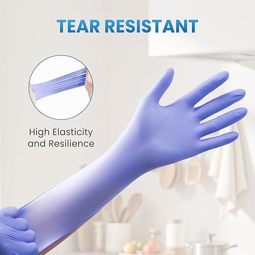 Borje Nitrile Exam Gloves XL, 100 Count Disposable Gloves, Iris Blue, Latex-Free Powder-Free, Food Safe, Cooking, Cleaning