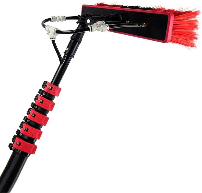 Glass Cleaning Brush Home Water Fed Telescopic Pole Kit Solar Panel Brush Rotating for Photovoltaic Panel,3.6-10.8M Window Cleaning Pole Water Fed Pole Kit Telescopic Brush Extendable Window