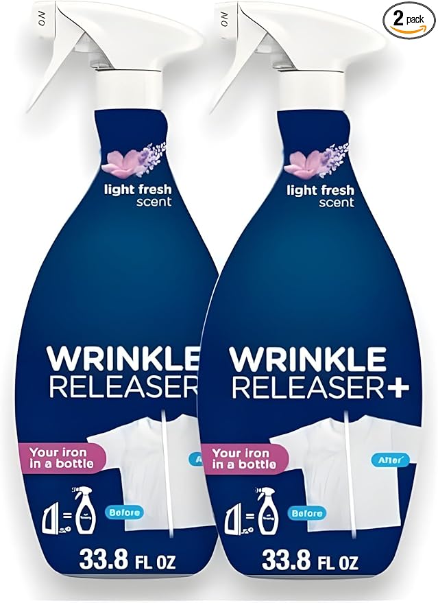 Wrinkle Releaser and Refresher Fabric Spray, Light Fresh Scent, 33.8 fl oz (Pack of 2)